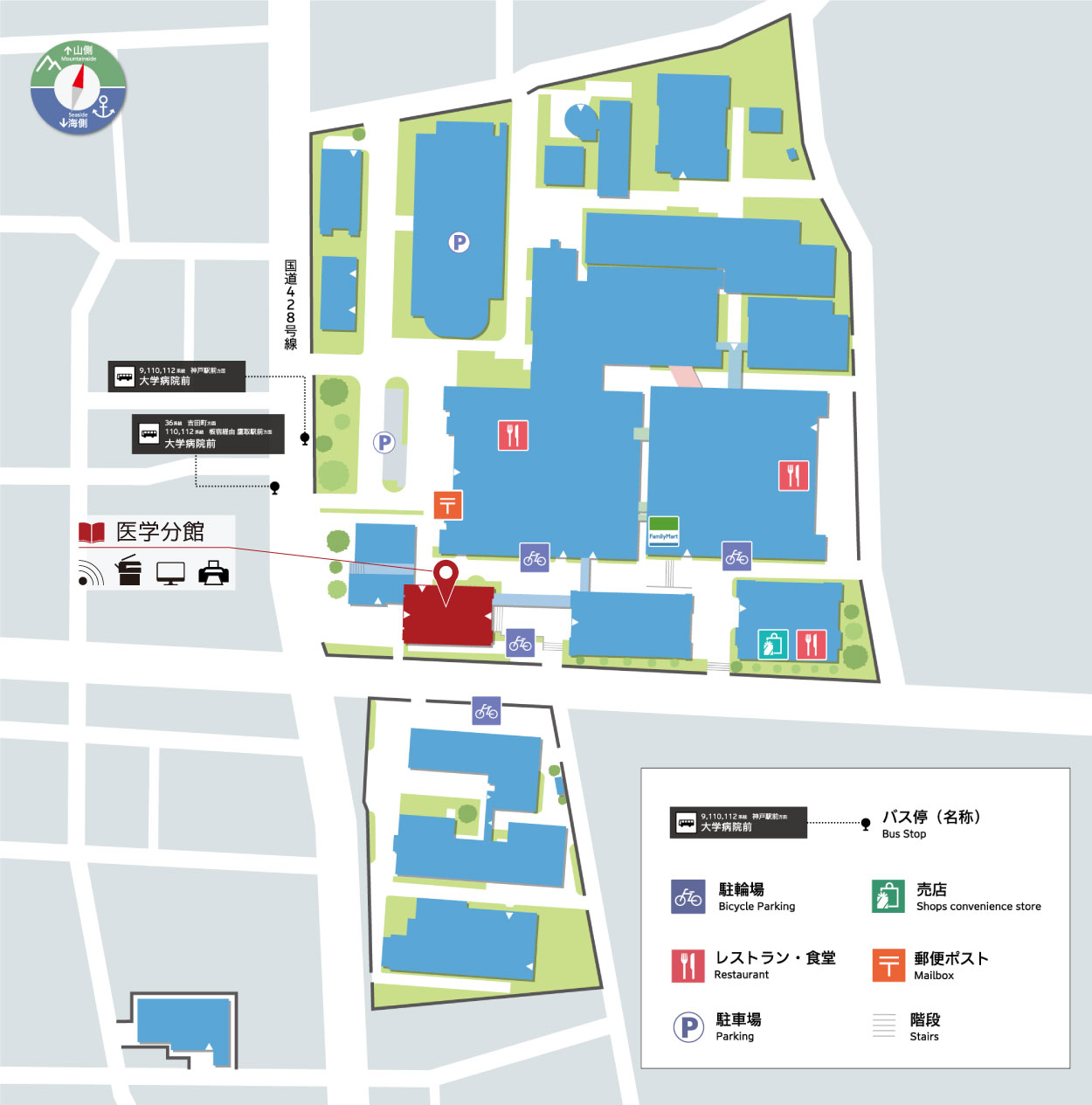 楠キャンパスの地図