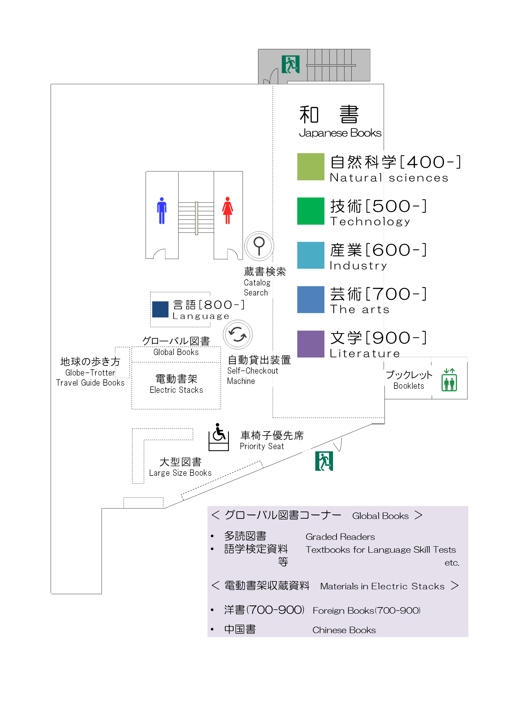 総合・国際文化学図書館4階の地図