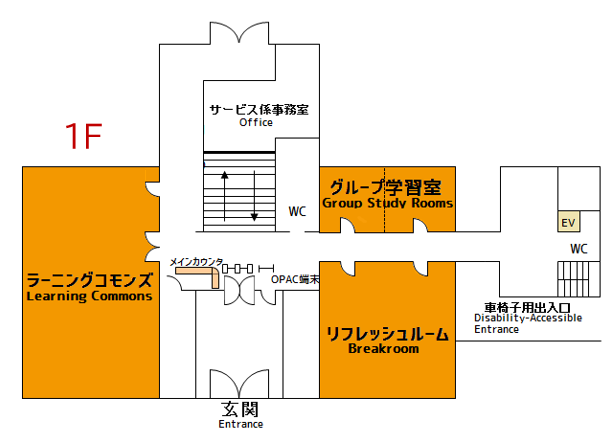 社会科学系図書館1階の地図